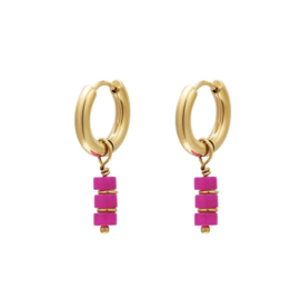 OORBELLEN ROZE STEENTJES - GOLD PLATED