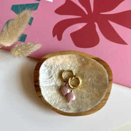 OORBELLEN ROZE KLAVER - GOLD PLATED