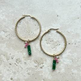 OORBELLEN NATUURSTENEN - GOLD PLATED