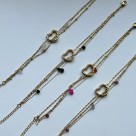 ARMBAND LOVE & STONES PAARS - GOLD PLATED