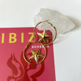 STATEMENT OORBELLEN HOOPS WITH STAR  - GOLD PLATED