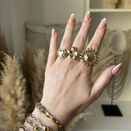 VERSTELBARE RING SMILEY - GOLD PLATED