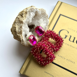 STATEMENT OORBELLEN ROZE - GOLD PLATED