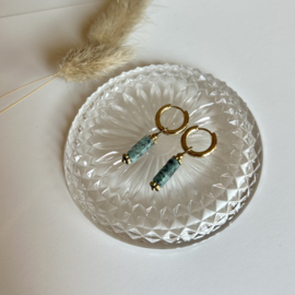 OORBELLEN TURQUOISE STEENTJES - GOLD PLATED