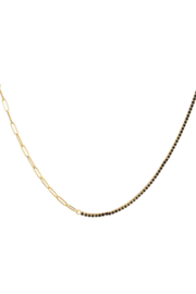 KETTING CHAIN & STRASS ZWART  - GOLD PLATED