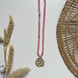 KETTING NATUURSTENEN SWIRL - ROZE