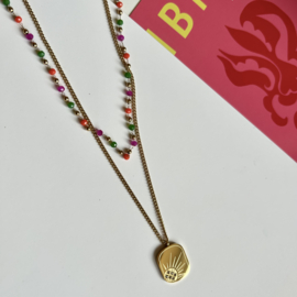 KETTING MULTI KRALEN - GOLD PLATED 