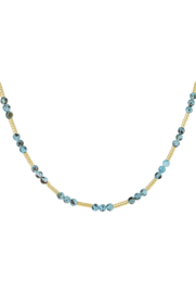 KETTING NATUURSTENEN BLAUW - GOLD PLATED