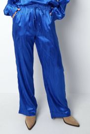 SATIJNEN BROEK MET PRINT - BLAUW