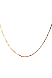 KETTING CHAIN & STRASS LILA - GOLD PLATED