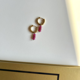 OORBELLEN ROZE STEENTJES - GOLD PLATED