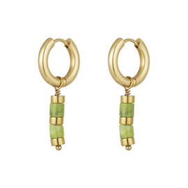 OORBELLEN GROENE STEENTJES - GOLD PLATED