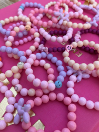 KINDER ARMBANDJE SMILEY - PAARS/ROZE KIDS
