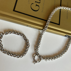 BREDE SCHAKEL ARMBAND - STAINLESS STEEL