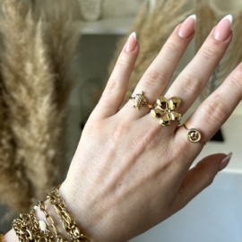 VERSTELBARE RING SCHILDPAD - GOLD PLATED
