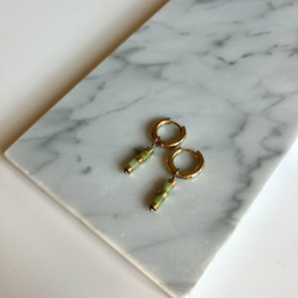 OORBELLEN GROENE STEENTJES - GOLD PLATED