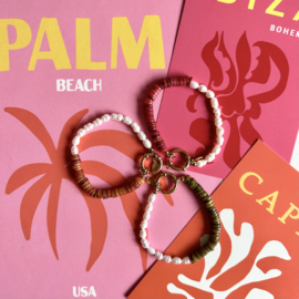 ARMBAND PEARLS AND STONES ROOD - GOLD PLATED