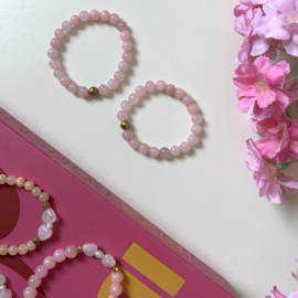 ARMBAND NATUURSTENEN - ROZE