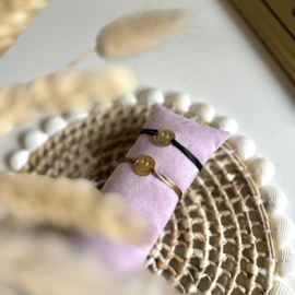 ARMBAND SMILEY ZWART - GOLD PLATED