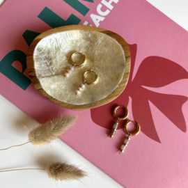 OORBELLEN ROZE STEENTJES - GOLD PLATED