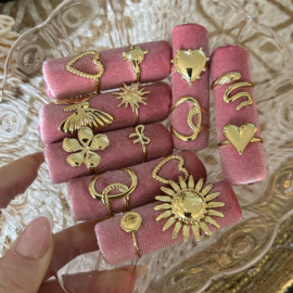 VERSTELBARE RING HART OPEN - GOLD PLATED
