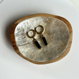 OORBELLEN ZWARTE STEENTJES - GOLD PLATED