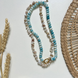 KETTING NATUURSTENEN - BLAUW