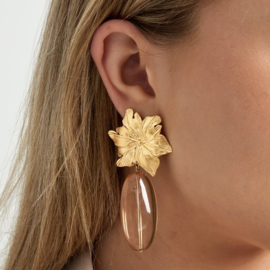 STATEMENT OORBELLEN FLOWER GOLD  - GOLD PLATED