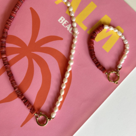 KETTING PARELMOER DUO - GOLD PLATED