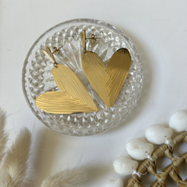 STATEMENT OORBELLEN DUBBELE HARTJES  - GOLD PLATED