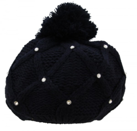 BEANIE SPARKLE- DONKER BLAUW