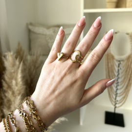 VERSTELBARE RING HART - GOLD PLATED