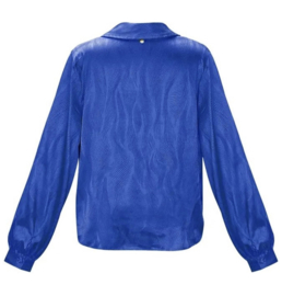 SATIJNEN BLOUSE MET PRINT - BLAUW