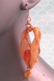 Oorbellen met cognac Silk en oranje Jade 0270