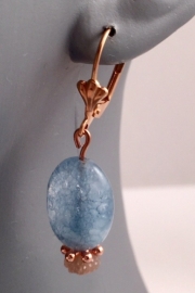 Oorbellen blauw/grijze Aquamarine 0225