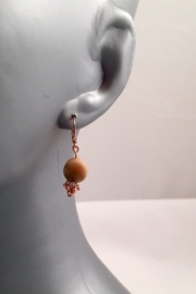 Oorbellen met beige Jaspis en strass 0234