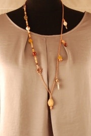 Ketting met geel/bordeau/beige Jaspis 0110