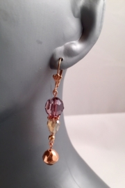 Oorbellen rose met topaz facet 0227