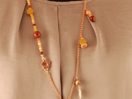 Ketting met geel/bordeau/beige Jaspis 0110