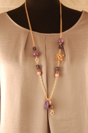 Ketting met paarse Amethyst en ceramiek 0117