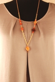 Ketting met Cjech glass en rood Koraal 0118