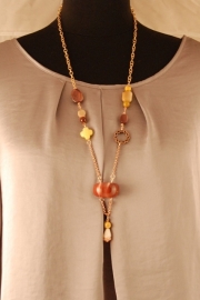 Ketting met geel/bordeau/beige Jaspis 0111