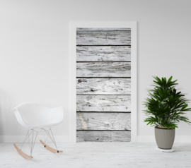Deurposter - deursticker Houten planken grijs