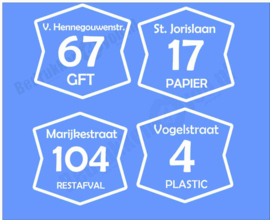 4 x klikosticker met straatnaam en huisnummer