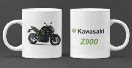 Mok  met afbeelding Kawasaki Z900 -  met tekst (zwart  met kleur)