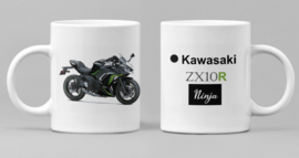 Mok  met afbeelding Kawasaki ZX10R - Ninja met tekst (zwart groen)
