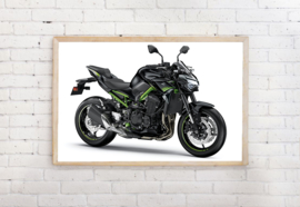 Poster Kawasaki Z900 , zwart groen /zwart groen wit