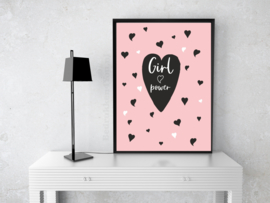 Poster "Girl Power " zwart roze A3