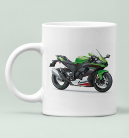 Mok  met afbeelding Kawasaki ZX10R - Ninja met tekst (zwart groen rood)