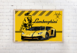 Poster Lamborghini geel - stier, exclusief